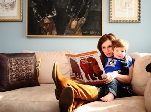 Stacy Boegem reading to her little man